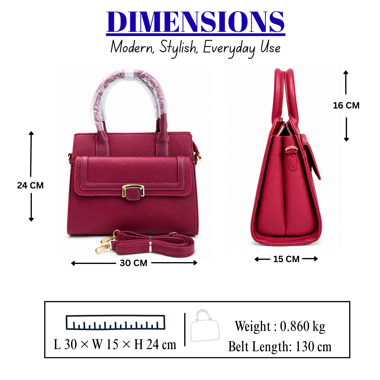 Women's Luxury Textured PU Leather Handbag//LADIES PURSE-AK771-2-41