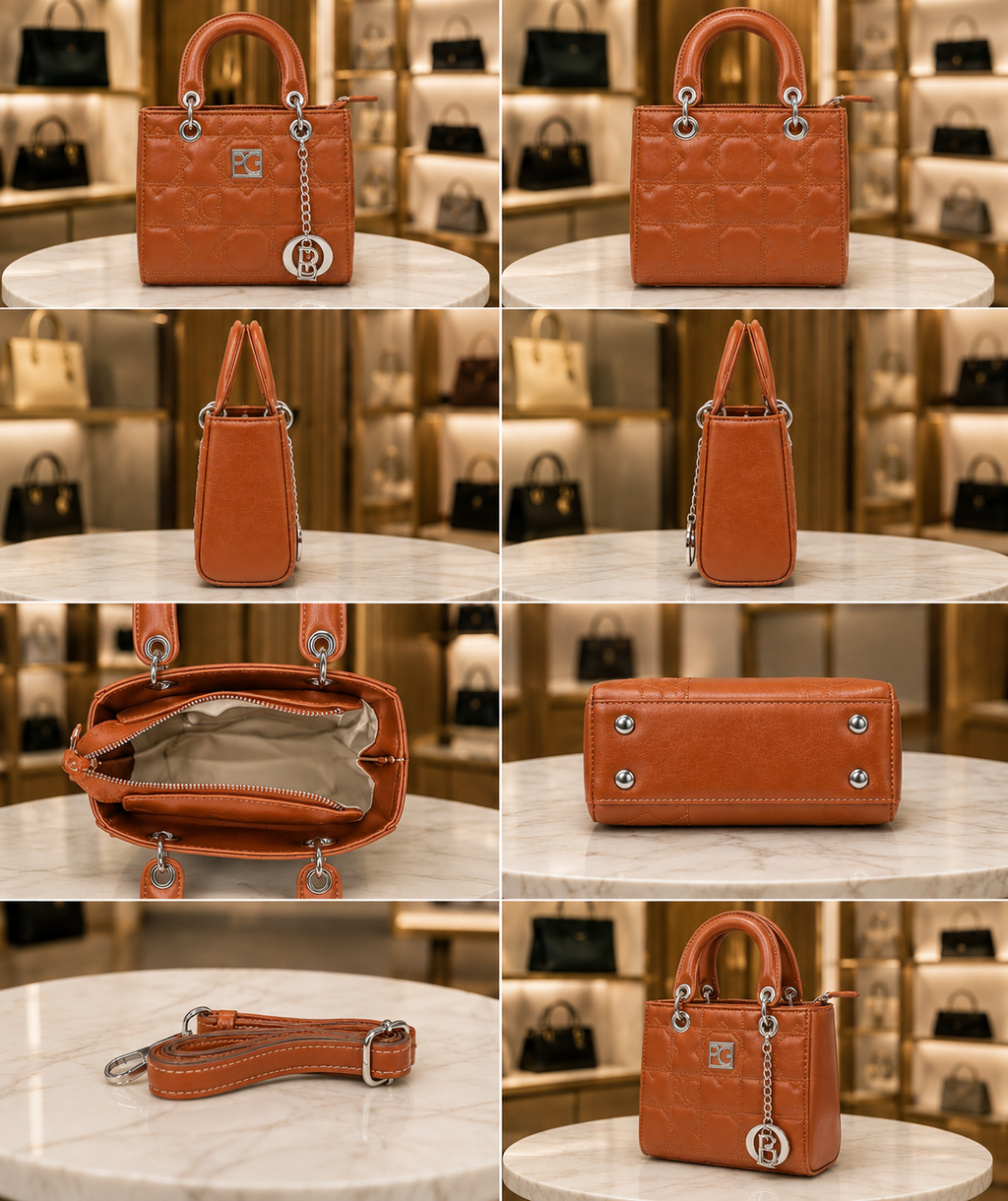 Trendy  Square Tote Bag for Girls | Quilted PU Leather Handbag with Shoulder Strap AK-200-2