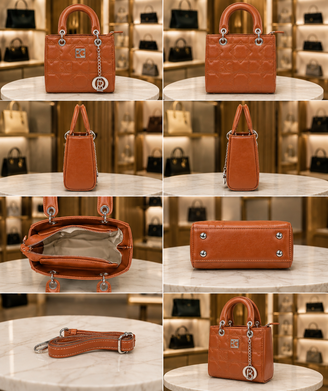 Trendy  Square Tote Bag for Girls | Quilted PU Leather Handbag with Shoulder Strap AK-200-2