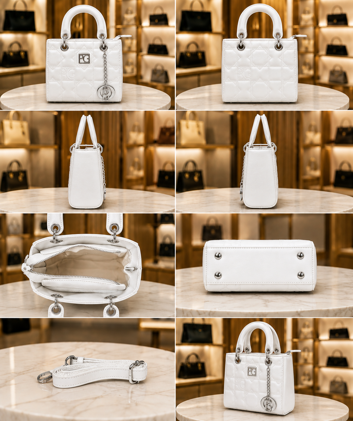 Trendy  Square Tote Bag for Girls | Quilted PU Leather Handbag with Shoulder Strap AK-200-2