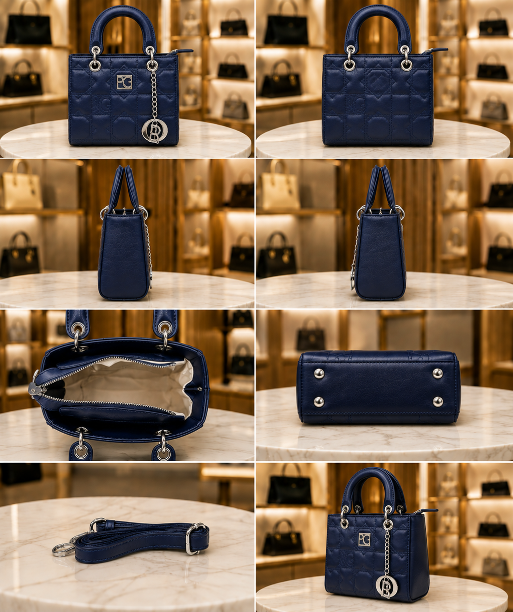 Trendy  Square Tote Bag for Girls | Quilted PU Leather Handbag with Shoulder Strap AK-200-2
