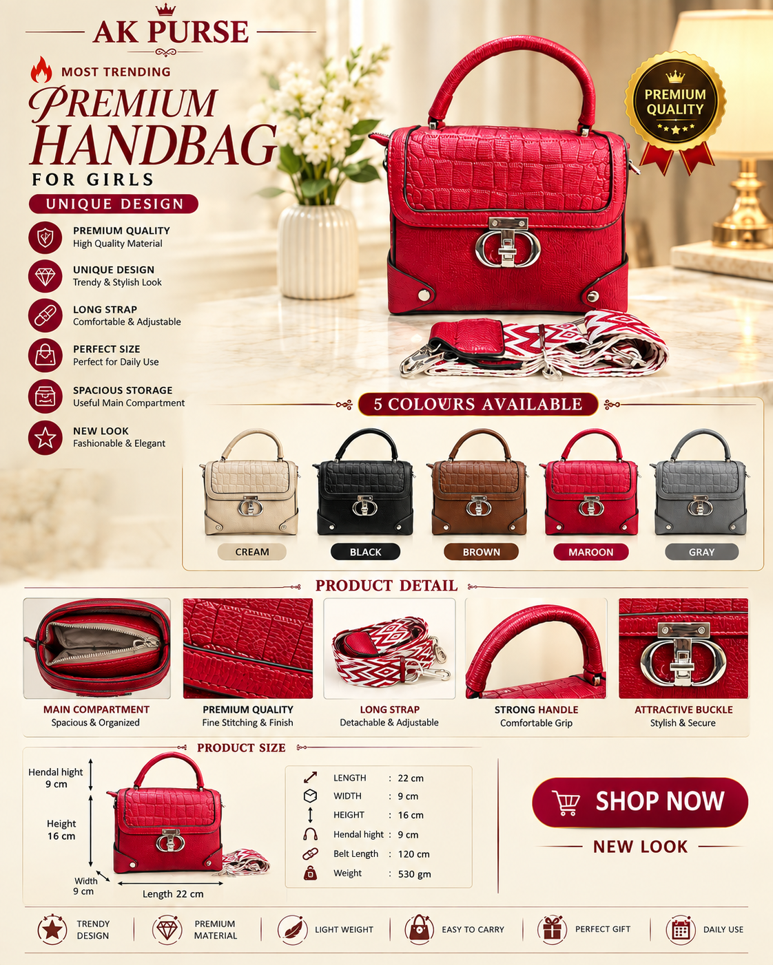 Women's Sophisticated Carry Handbag // Ladies Purse AKP-511-1-33