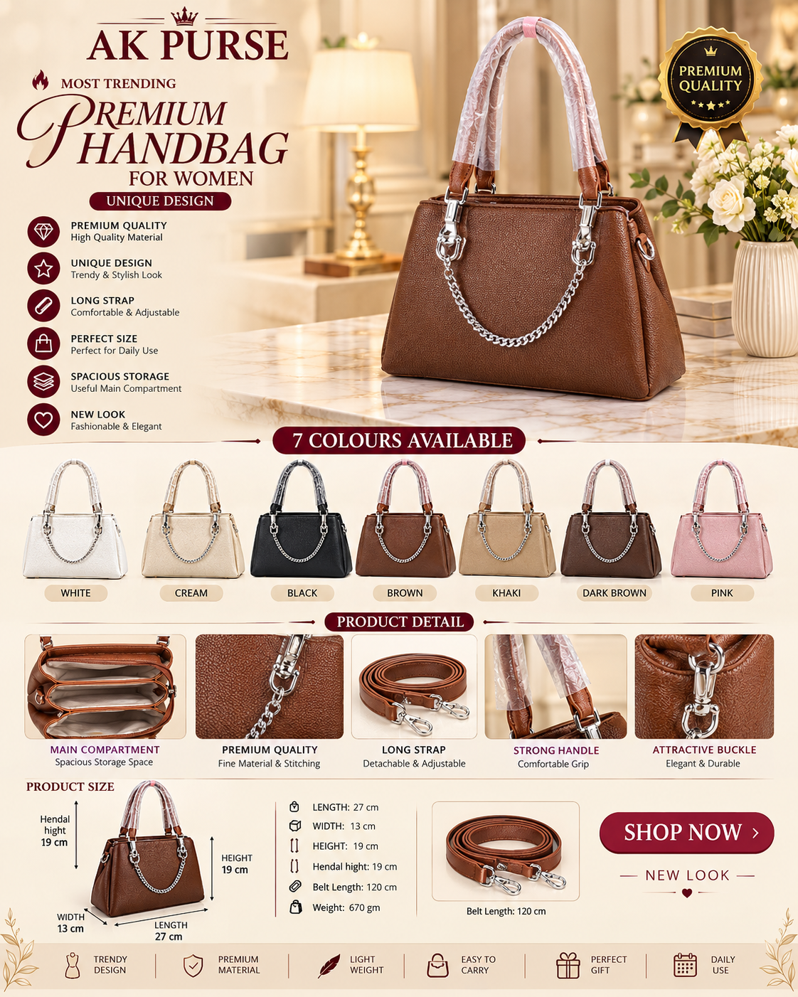Women's Classic Tote & Satchel Bag // Ladies Purse AKP-555-2-39