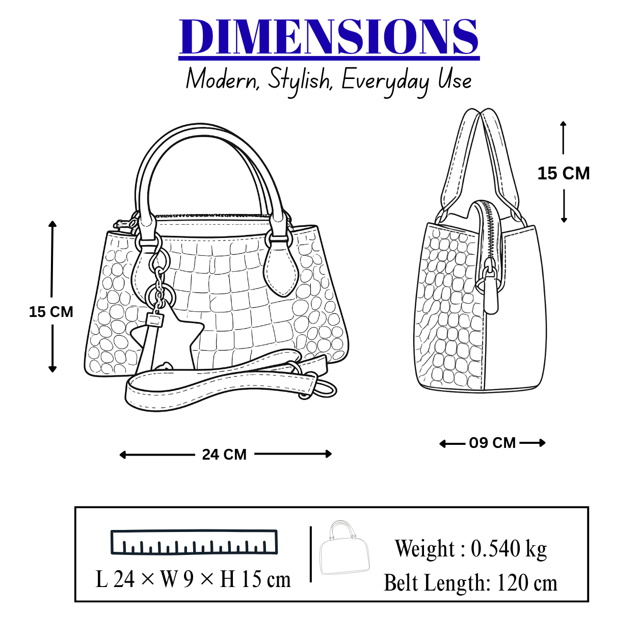 Premium Crocodile Pattern Tote / Sling Bag for Girls and Women AK-200-1