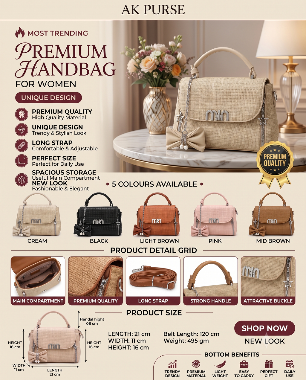 Women's Formal & Casual Handbag, Ladies Purse