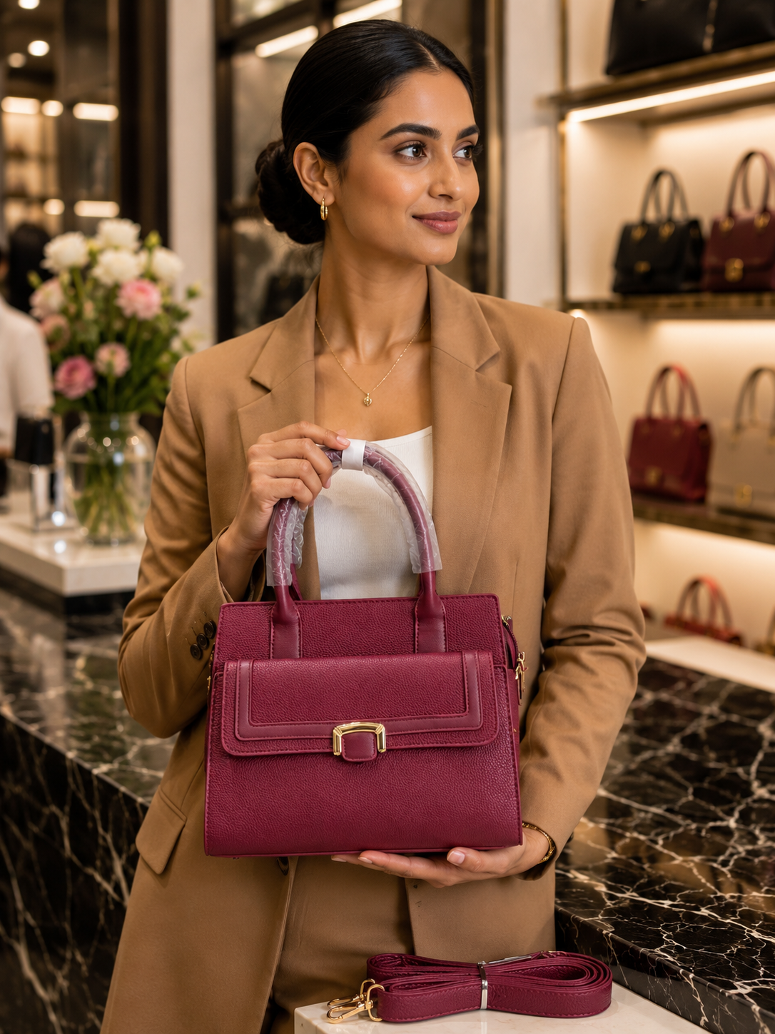 Women's Luxury Textured PU Leather Handbag//LADIES PURSE-AK771-2-41