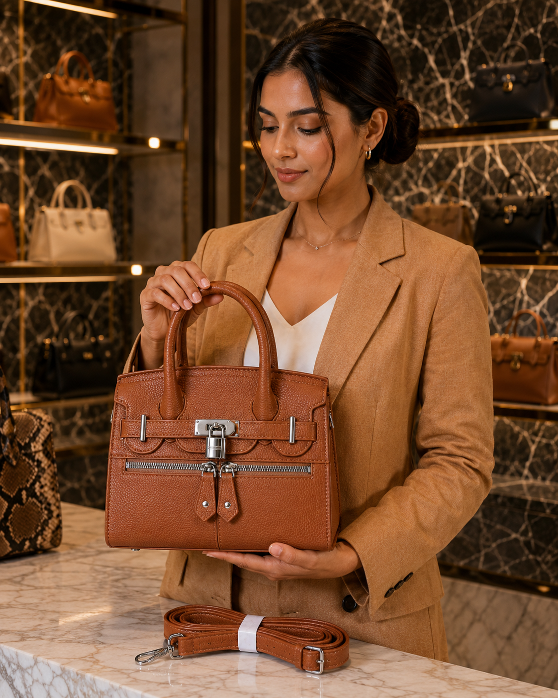 Women's Premium Top Handle Satchel Bag // Ladies Purse-AK222-1-33