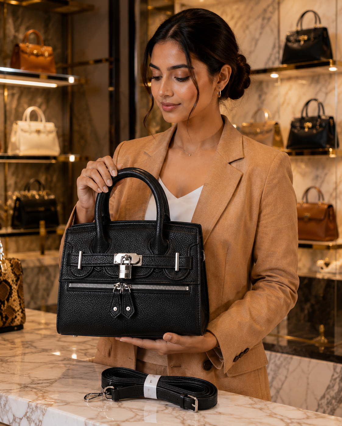 Women's Premium Top Handle Satchel Bag // Ladies Purse-AK222-1-33